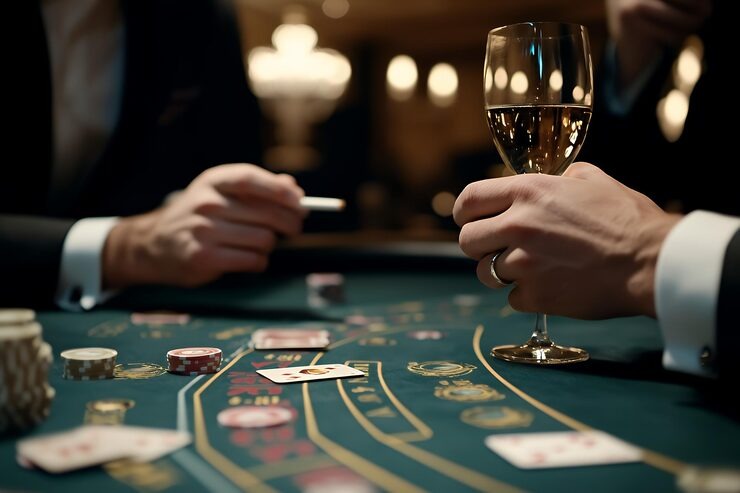Live Bandar Poker table with dealer and community cards displayed